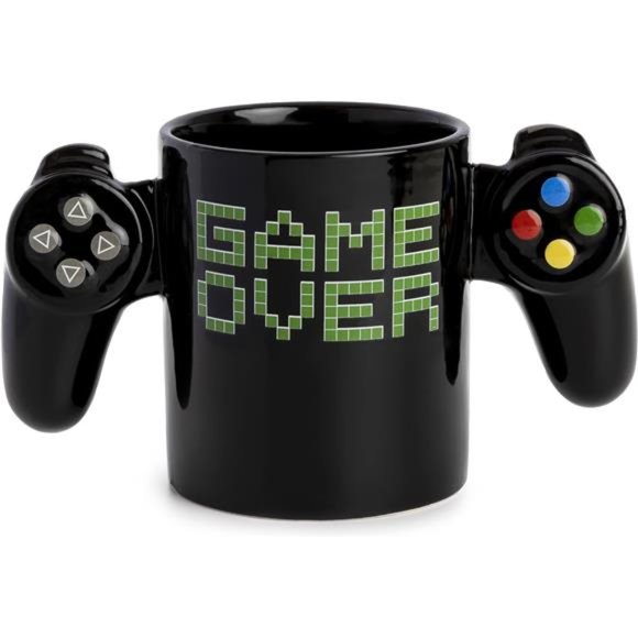 Game Over Coffee Mug - Video Game Controller Shaped Gaming Mugs - Fun Mug Gift - Picture 1 of 4